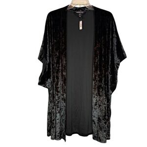 NWT VICTORIA'S SECRET Luxury Black Velvet Kimono, Open Front, Size M/L